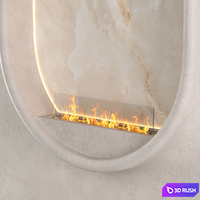Wall with bio-fireplace 3D Model Vray, Corona