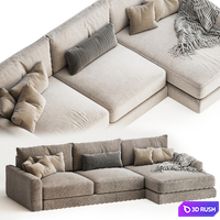 Corner sofa Sherlock Grey-Brown-cream 3D Model Vray, Corona