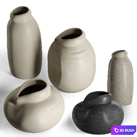 A set of decorative vases 3D Model Vray, Corona