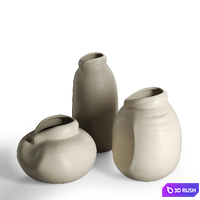 A set of decorative vases 3D Model Vray, Corona