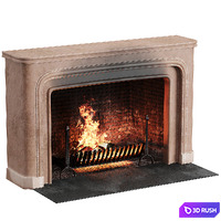 Wood burning fireplace 3D Model Corona