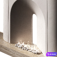 Fireplace. Arched semicircular portal of the hearth area 3D Model Vray, Corona