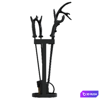 Pottery Barn Antler Fireplace Tool Set 3D Model Corona