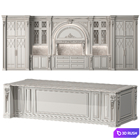 blk wood classical kitchen art 008 3D Model Corona