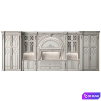 blk wood classical kitchen art 008 3D Model Corona