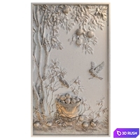 Bas-relief with birds and apples 3D Model Corona