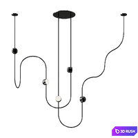 DIA CURVED 3 ceiling lamp by Ovature Studios 3D Model Vray, Corona