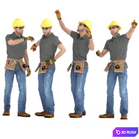 Engineer man with tools 04 poses 3D Model Vray, Corona