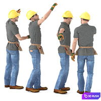 Engineer man with tools 04 poses 3D Model Vray, Corona
