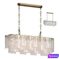 Rectangular hanging chandelier made of corrugated glass 3D Model Corona