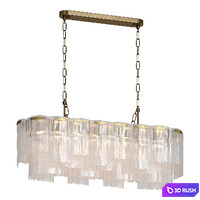 Rectangular hanging chandelier made of corrugated glass 3D Model Corona