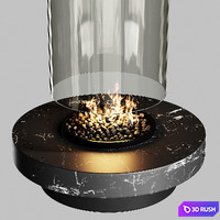 Island fireplace 3D Model Vray, Corona
