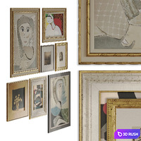 Interior paintings in frames 3D Model Corona