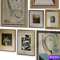 Interior paintings in frames 3D Model Corona