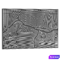 Relief wall art River 3D Model Vray, Corona