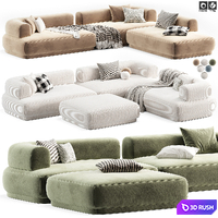BUMPER Sectional Sofa 3D Model Vray, Corona