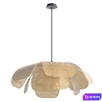 Rattan Petal Rustic Pendant Lamp Shade 3D Model Vray, Corona