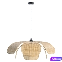 Rattan Petal Rustic Pendant Lamp Shade 3D Model Vray, Corona