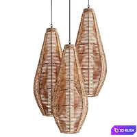 Pear Drop Shaped Wicker Pendant Light 3D Model Corona