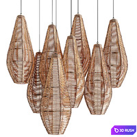 Pear Drop Shaped Wicker Pendant Light 3D Model Corona
