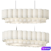 Folia - oval scalloped natural linen pendant 3D Model Vray, Corona