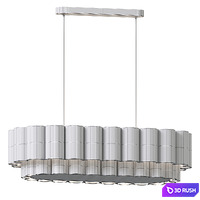 Folia - oval scalloped natural linen pendant 3D Model Vray, Corona