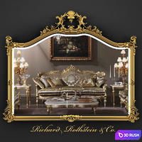 Ornate Giltwood Frame Formal Mirror 3D Model Vray