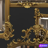 Ornate Giltwood Frame Formal Mirror 3D Model Vray