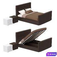 Bed with lifting mechanism and bedside tables 3D Model Vray