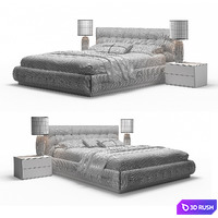 Flou Pinch Bed 3D Model Vray