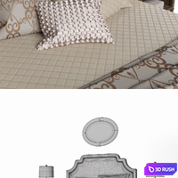 Bed with linens 3D Model Corona