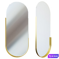 Oval mirror in a metal frame (gold) 3D Model Corona