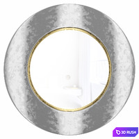 Round mirror in white frame Porter White 3D Model Vray, Corona