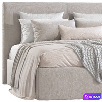 Double bed 62 3D Model Vray