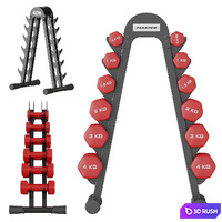 Fitness dumbbell rack for 6 pairs FLEXTER 3D Model Vray, Corona