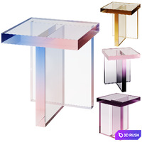 Block Table and Purple Acrylic Coffee Table 3D Model Corona
