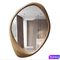 Asymmetrical Wooden Frame Mirror 3D Model Vray, Corona