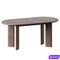 Oval Wood Dining Table 3D Model Corona