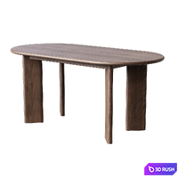 Oval Wood Dining Table 3D Model Corona
