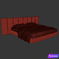 Double bed 01 3D Model Vray, Corona
