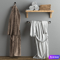 Bathrobes and towels 3D Model Vray