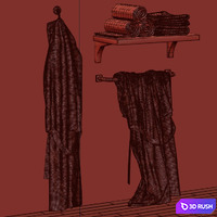 Bathrobes and towels 3D Model Vray