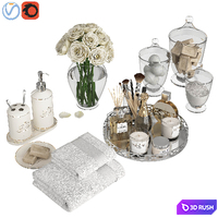 Silver Gold Bathroom Decor 3D Model Vray, Corona