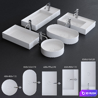 Alice Ceramica Hide Washbasin Set 2 3D Model Vray, Corona
