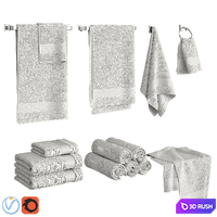 White Towels Set 3D Model Vray, Corona