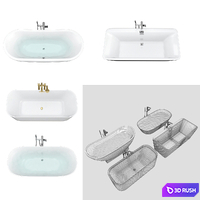 Villeroy &amp; Boch set 57 freestanding bathtub set (Finion, Theano, Squaro Edge 12, My Nature) 3D Model Vray, Corona