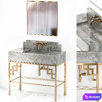 Art Deco Bathroom Mirror Luxury 3D Model Vray