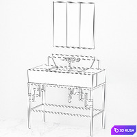 Art Deco Bathroom Mirror Luxury 3D Model Vray