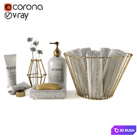 Bathroom accessories 3D Model Vray, Corona