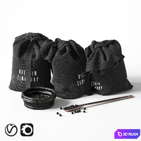 Bags with Spices 3D Model Vray, Corona